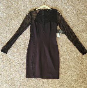 NWT Guess black bodycon long sleeve mesh dress size Small